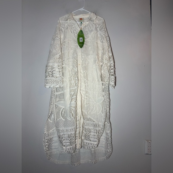 Farm Rio White Guipure Lace Midi Shirt dress size XL NEW - Picture 2 of 6